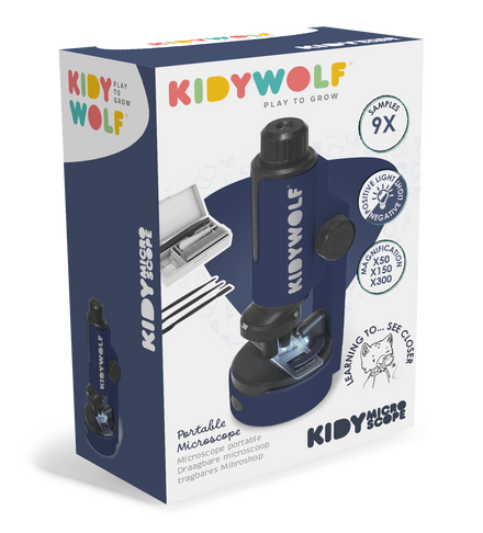 Kidywolf microscoop blauw, verpakking schuin vooraanzicht