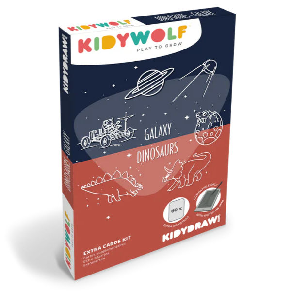 Kidywolf navulling Kidydraw-Mini Galaxy en Dinosaurussen, verpakking vooraanzicht