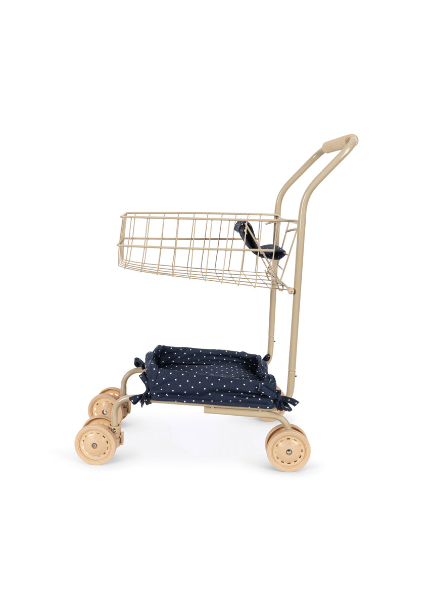 Konges Sløjd Boodschappenwagentje Kids Shopping Cart Ditzy Dot, boodschappenwagentje op witte achtergrond
