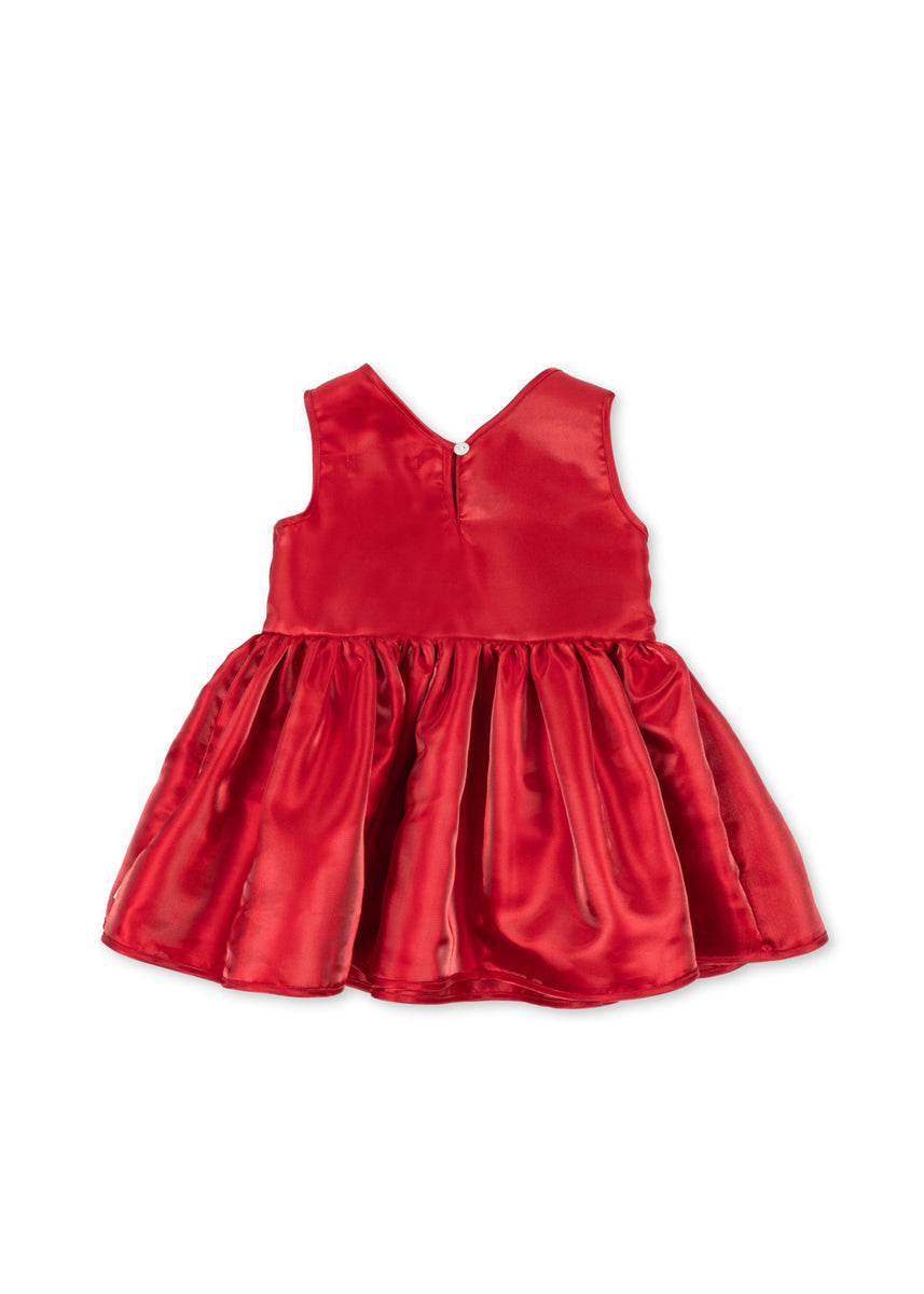 Konges Sløjd Jurk Bellis Dress GRS Barbados Cherry, achterkant van de jurk op witte achtergrond