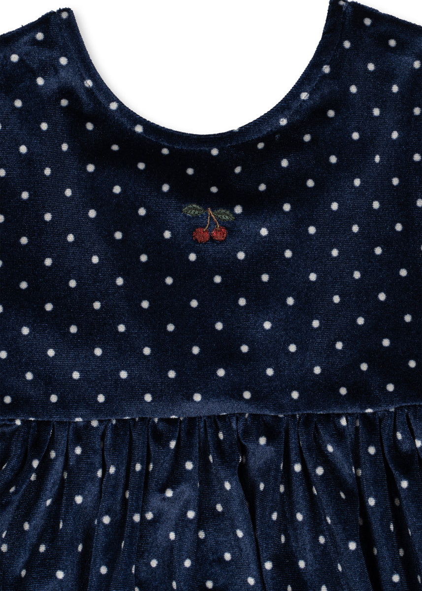 Konges Sløjd Jurk Ditzy Dress GRS Ditzy Dot, detailfoto van de stof met stippenprint