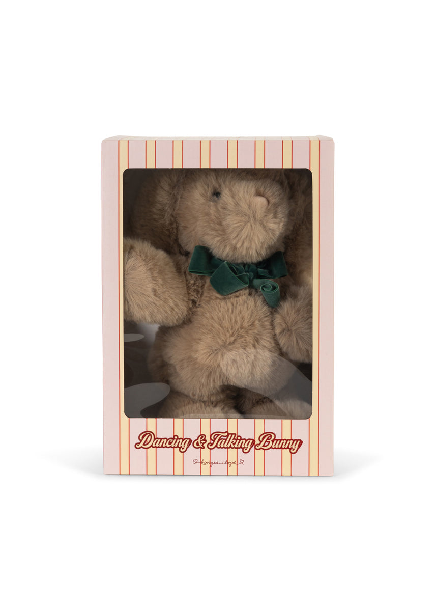 Konges Sløjd Knuffel Dancing & Talking Bunny Toy Off White, derde productfoto op witte achtergrond