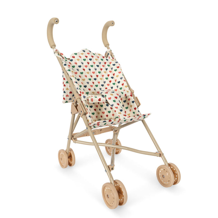 Konges Sløjd Poppenbuggy Doll Stroller Coeur Coloré, poppenbuggy op witte achtergrond