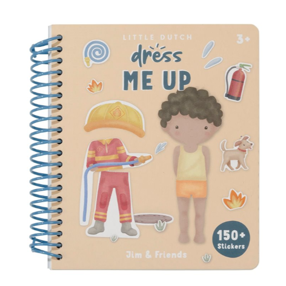 Little Dutch aankleed- en stickerboek Jim & Friends, voorkant van het spiraalboek