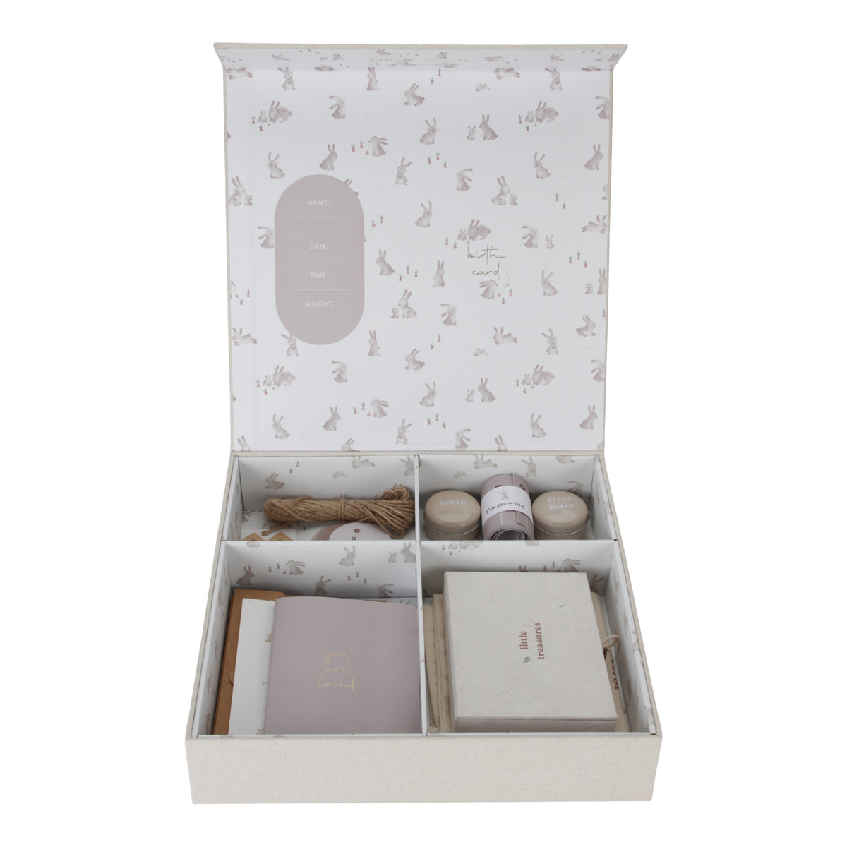 Little Dutch baby memory box cadeauset Baby Bunny, open doos met herinneringskaartjes