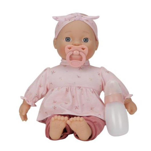 Little Dutch baby pop Lily in roze outfit met speen en flesje