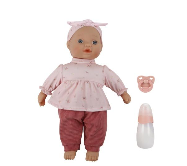 Little Dutch baby pop Lily in roze outfit met speen en flesje
