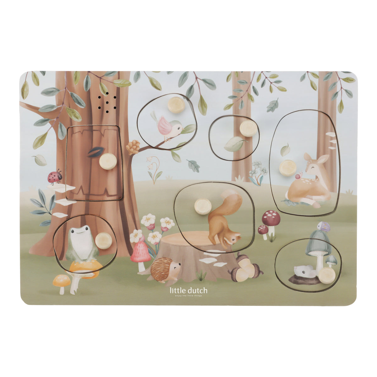 Little Dutch geluidenpuzzel Forest Friends, puzzel met losse stukken ernaast