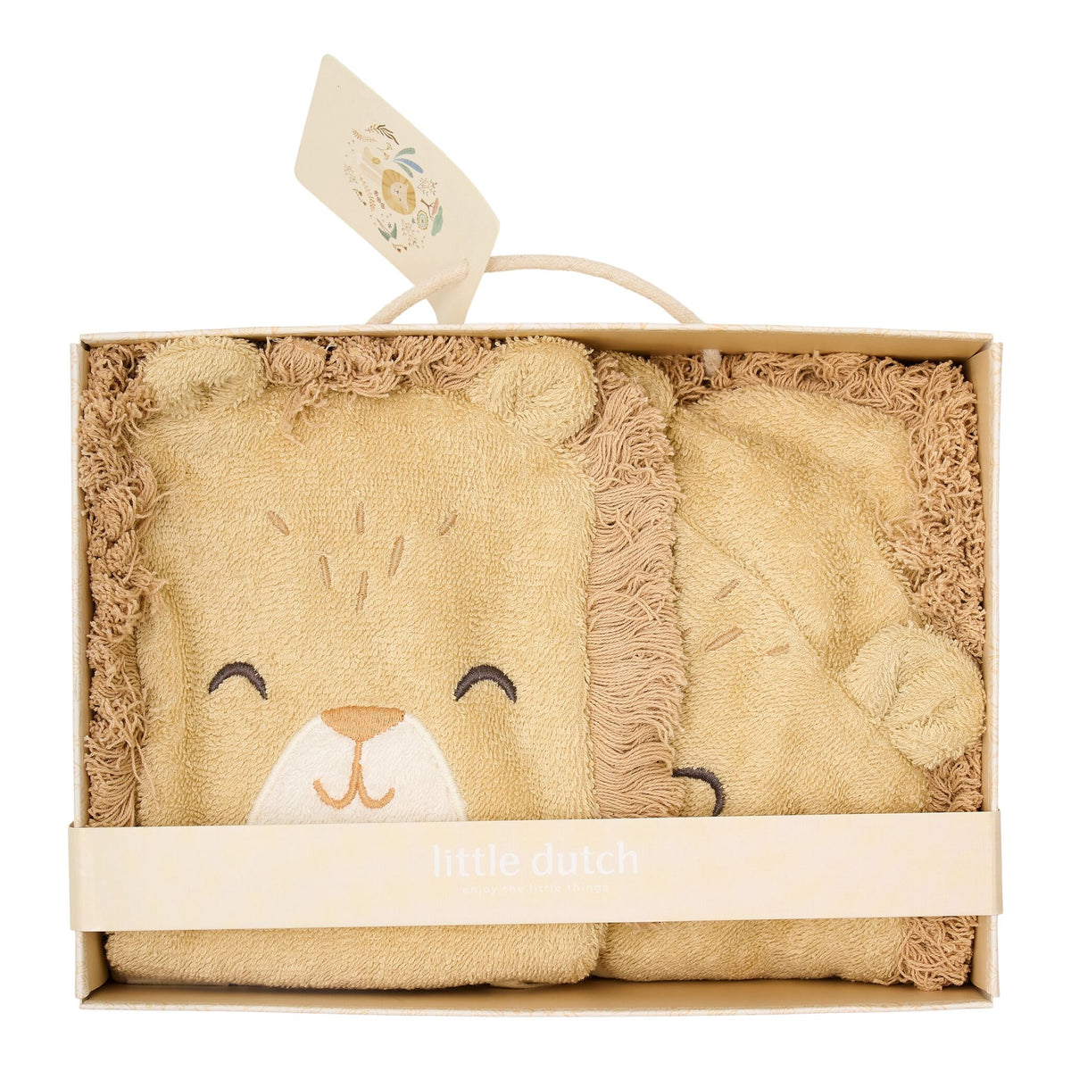 Little Dutch Geschenkdoos Leeuw Safari Friends geel, de gesloten geschenkdoos