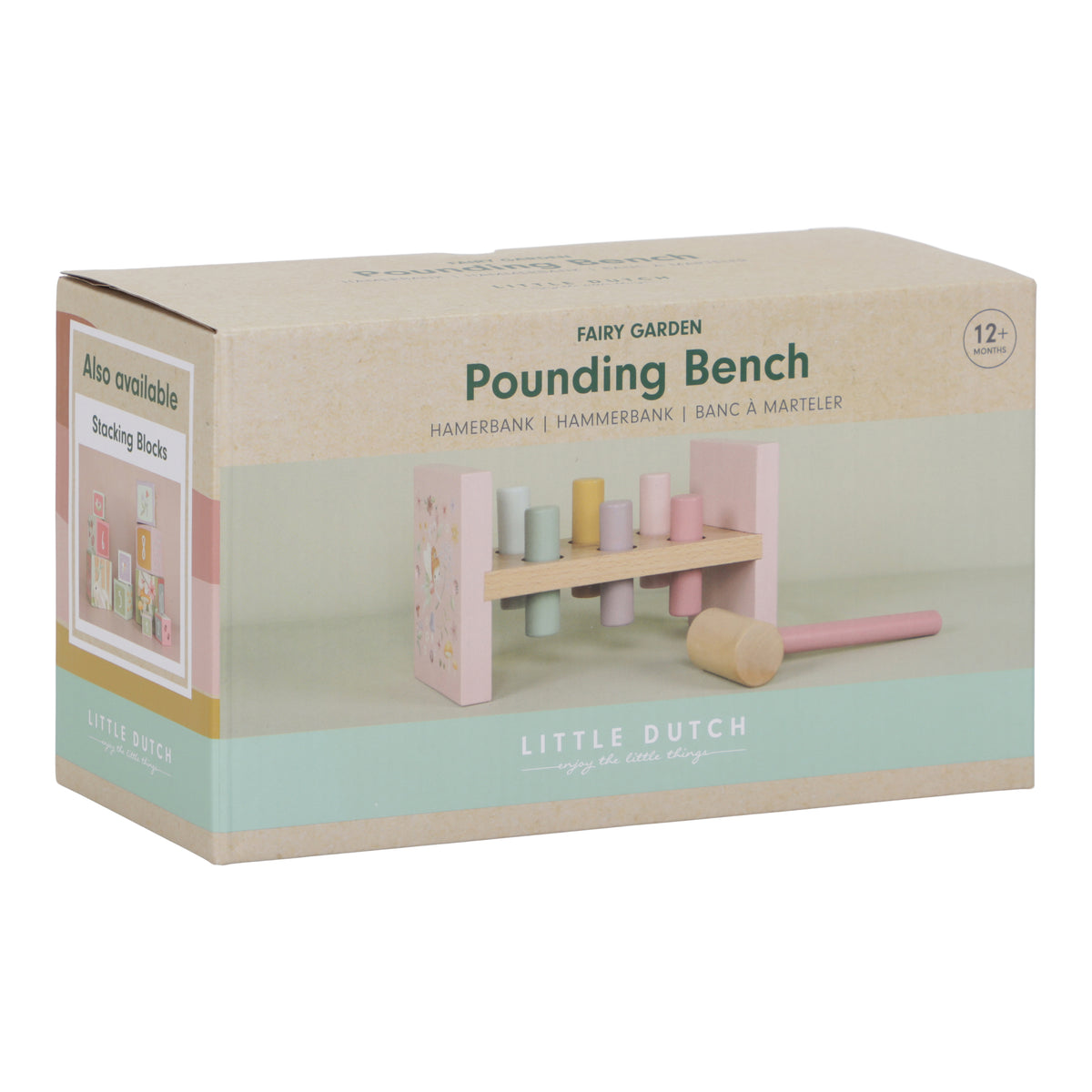 Little Dutch hamerbank Fairy Garden roze, zijaanzicht met hamer