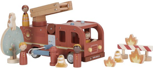 Little Dutch houten brandweerwagen set met popjes, wagen met brandweerpopjes en pionnen