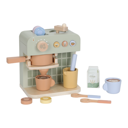 Little Dutch houten koffiemaker met kopjes, melkkannetje en koffiecapsules