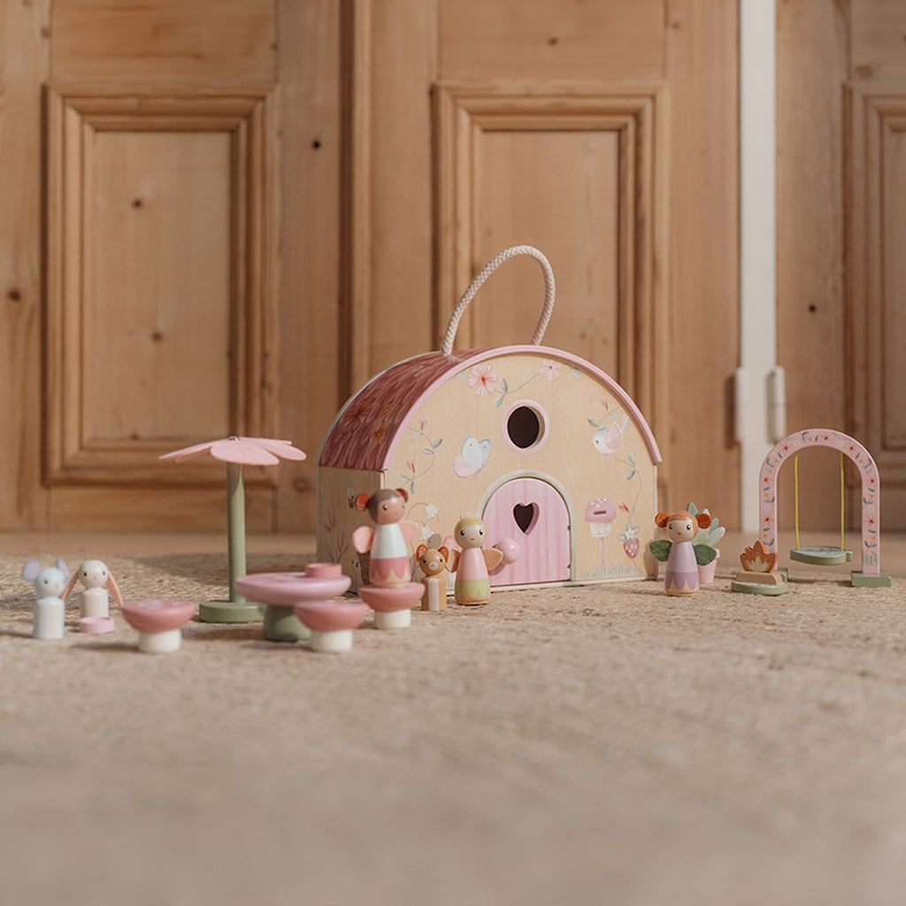 Little Dutch houten feeënhuisje Fairy Garden, huisje met paddenstoeltafel op de vloer