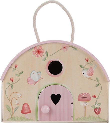 Little Dutch houten feeënhuisje Fairy Garden, gesloten met roze hartjesdeur
