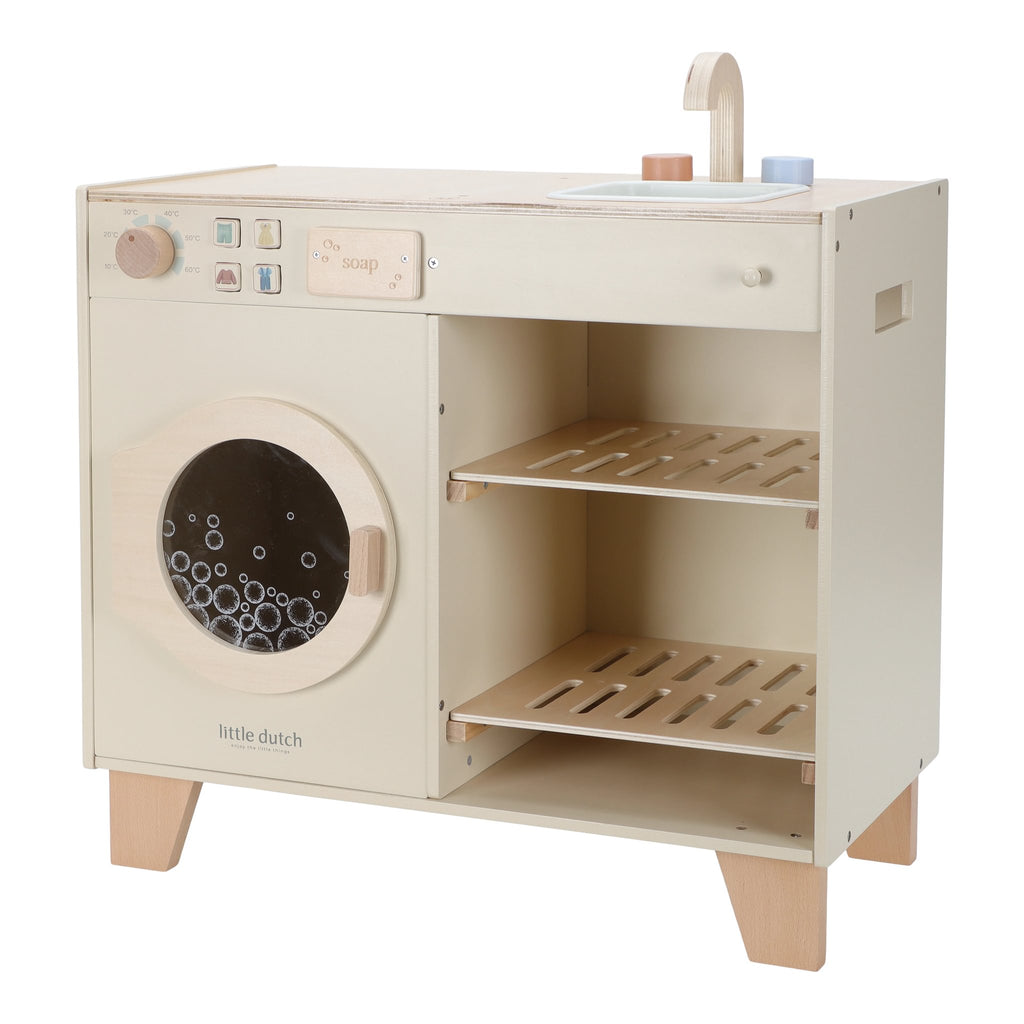 Little Dutch houten wasmachine met servies en theedoek