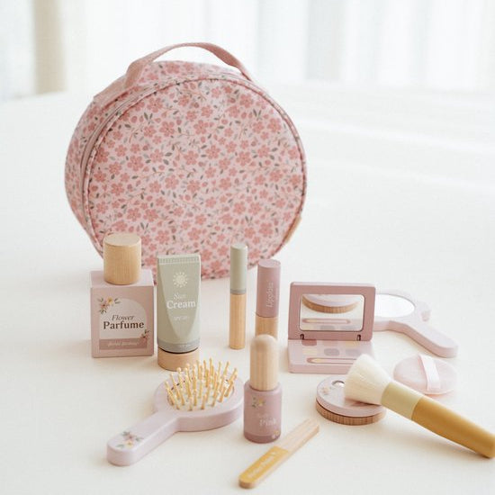Little Dutch houten make-upset Beauty Case, roze koffertje met houten make-up