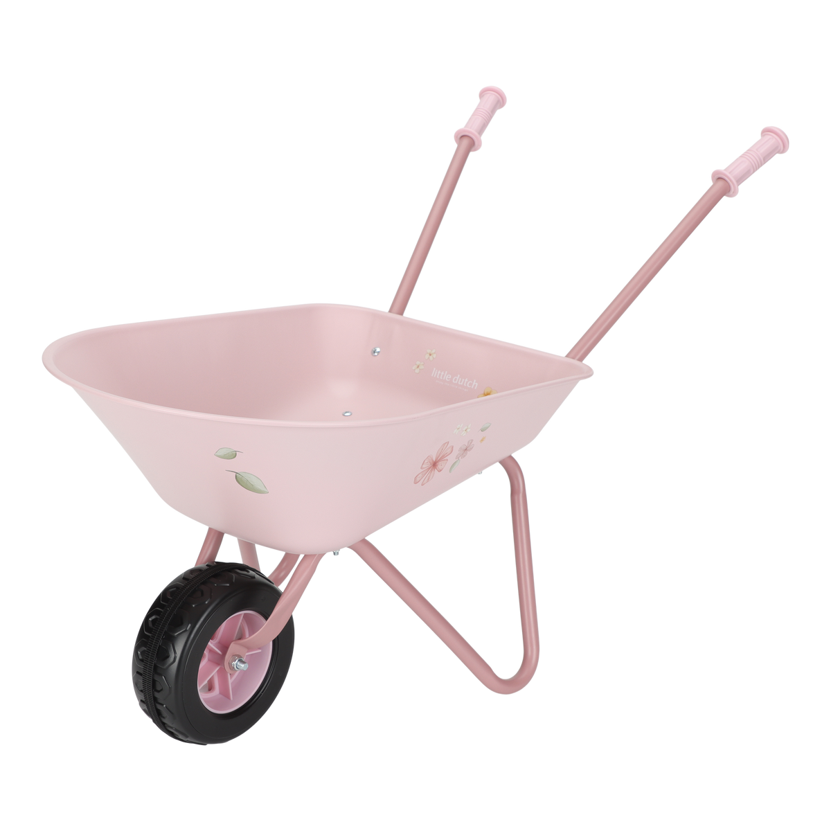 Little Dutch kruiwagen Fairy Garden in roze metaal, schuin vooraanzicht