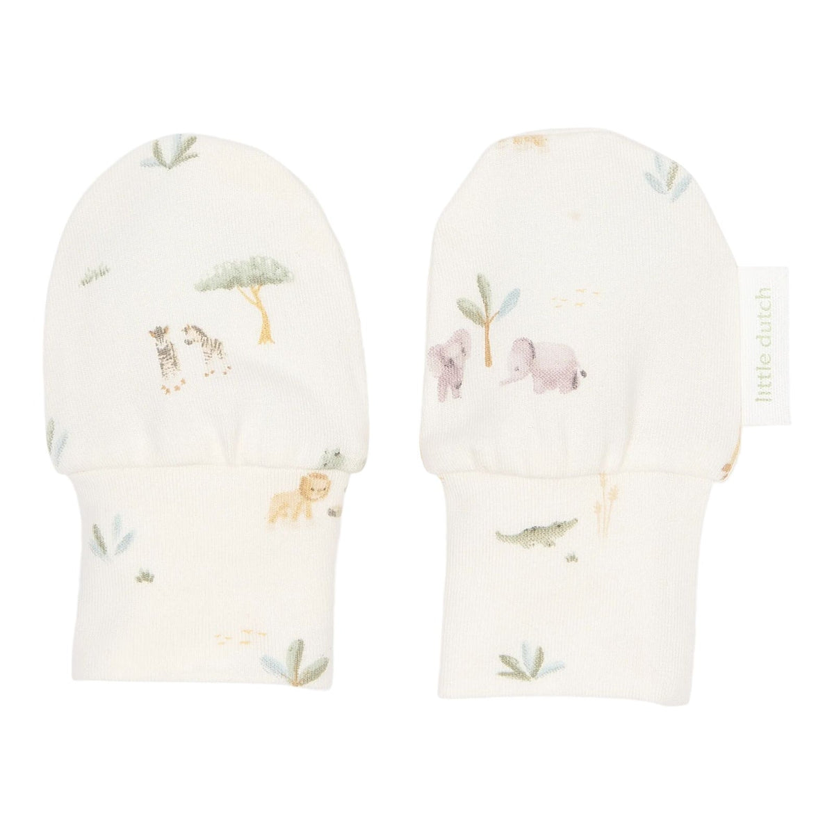 Little Dutch Little Safari krabwantjes in creme met safariprint