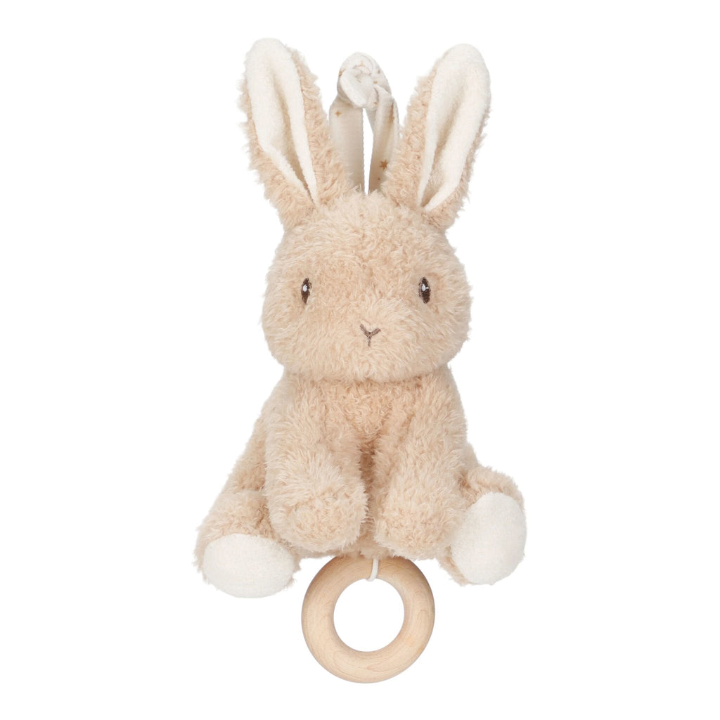 Little Dutch muziekdoosje Baby Bunny, pluche konijntje met trekkoord en houten ring