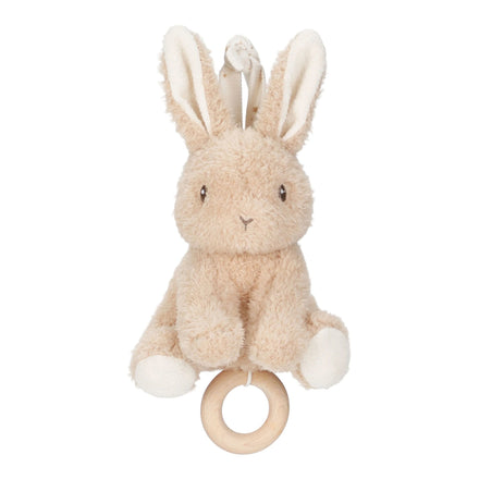 Little Dutch muziekdoosje Baby Bunny, pluche konijntje met trekkoord en houten ring