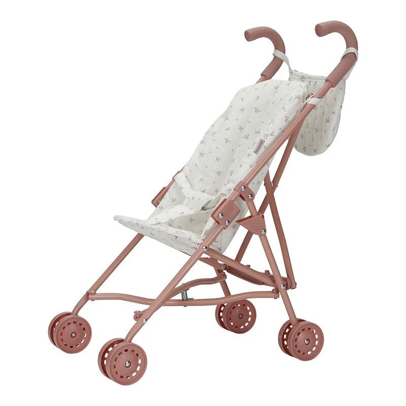 Little Dutch poppenbuggy met bloemenstof, schuin vooraanzicht