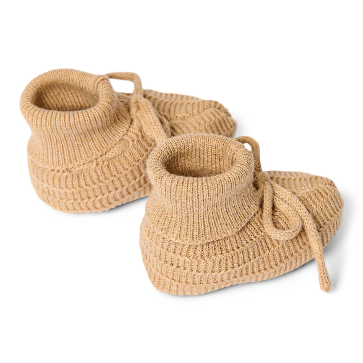 Little Dutch Safari Friends gebreide slofjes in Soft Tan, zijaanzicht