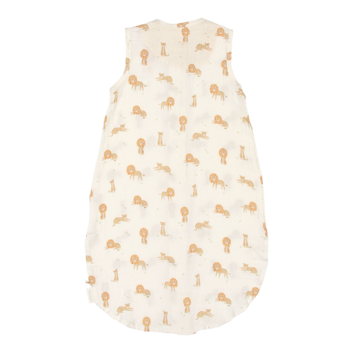 Little Dutch Slaapzak Zomer Safari Leo, vooraanzicht van de mousseline zomerslaapzak met leeuwenprint
