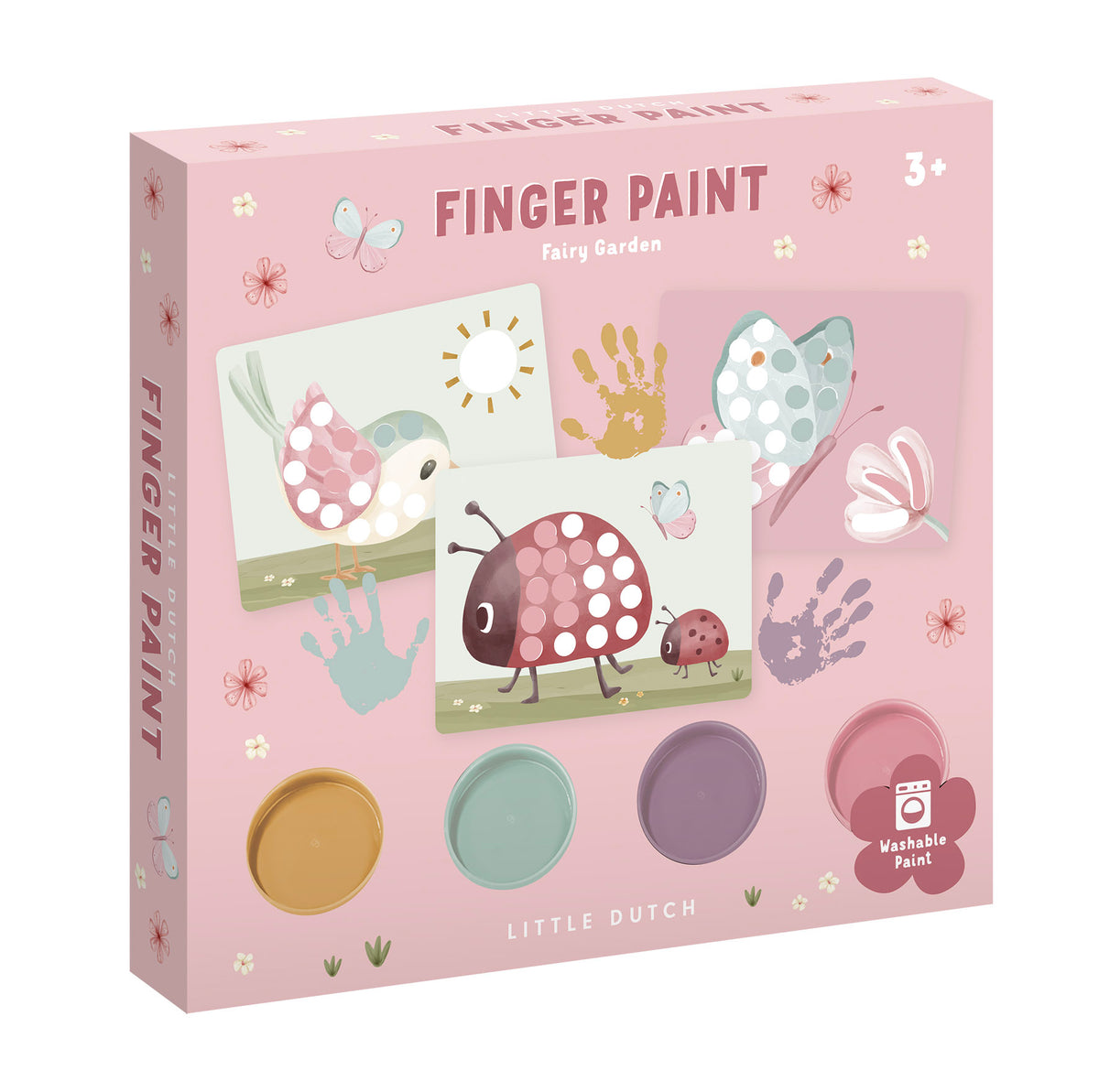 Little Dutch vingerverfset Fairy Garden, potjes verf met kleurplaten en vingerafdruk