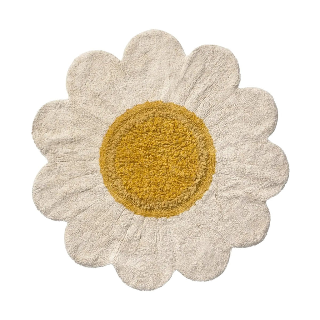 Lorena Canals wasbaar tapijt White Daisy met witte bloemblaadjes