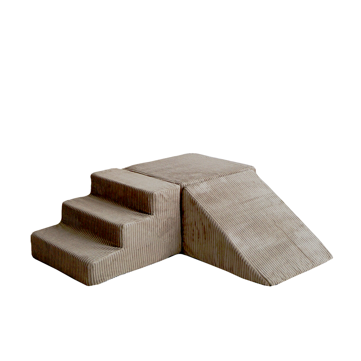 Moje playset Velvet Rib beige met trap en glijhelling, op witte achtergrond