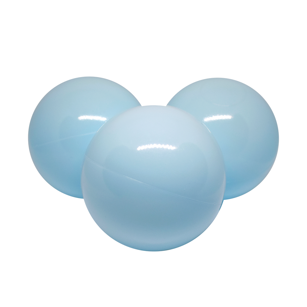 Moje set ballen baby blauw voor het ballenbad, op witte achtergrond