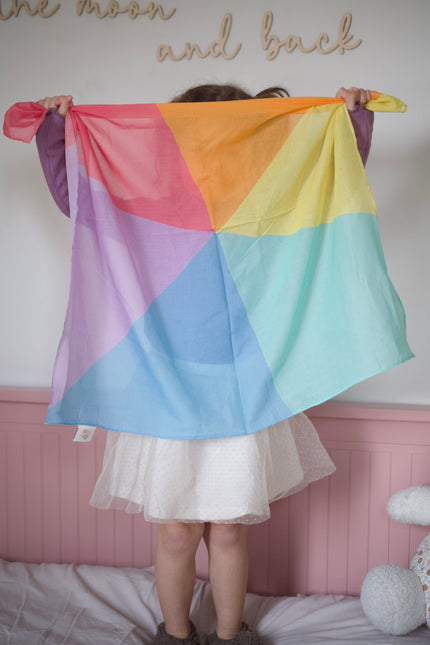 Pit & Play Pastel Colorblock speeldoek van Playcotton, de gratis speeldoek bij de pittenzakjes pastel