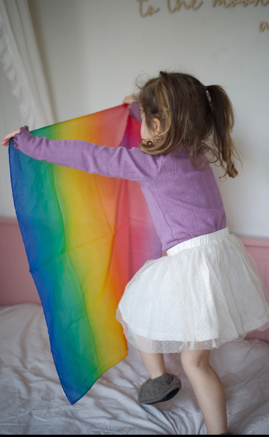 Pit & Play Rainbow Fade speeldoek van Playcotton, de gratis speeldoek bij de pittenzakjes regenboog
