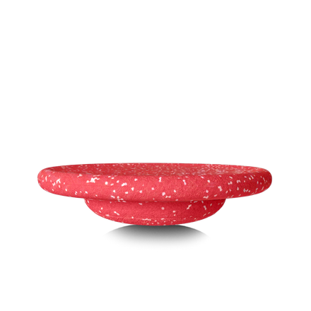 Stapelstein Winter Special Balance Board Red & Rose, rood gespikkeld bord in zijaanzicht
