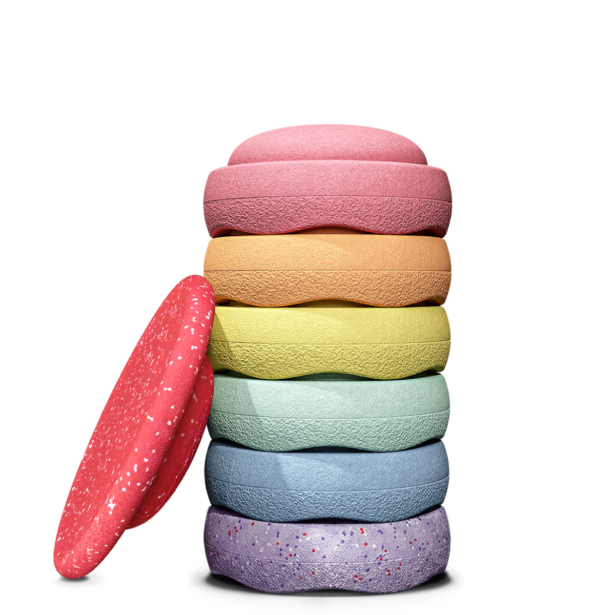 Stapelstein® Winter Special Rainbow Set Pastel | 6 Stenen + Balance Board