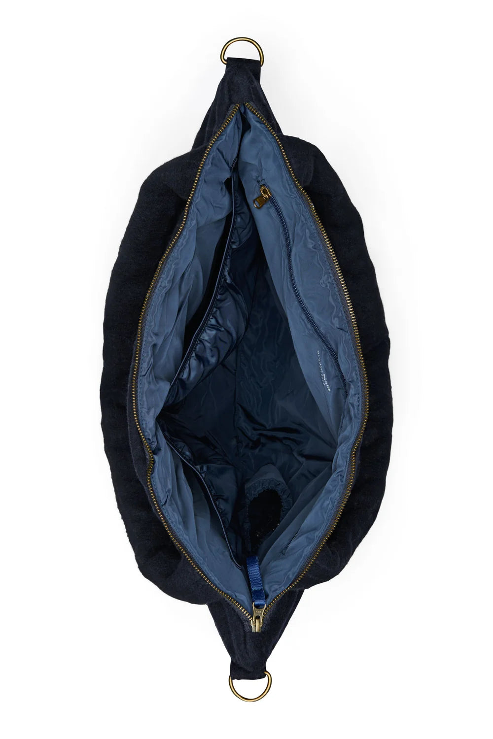 Studio Noos Luiertas Met Rits Dark Blue Flanel Chalkstripe, donkerblauwe luiertas met krijtstreep