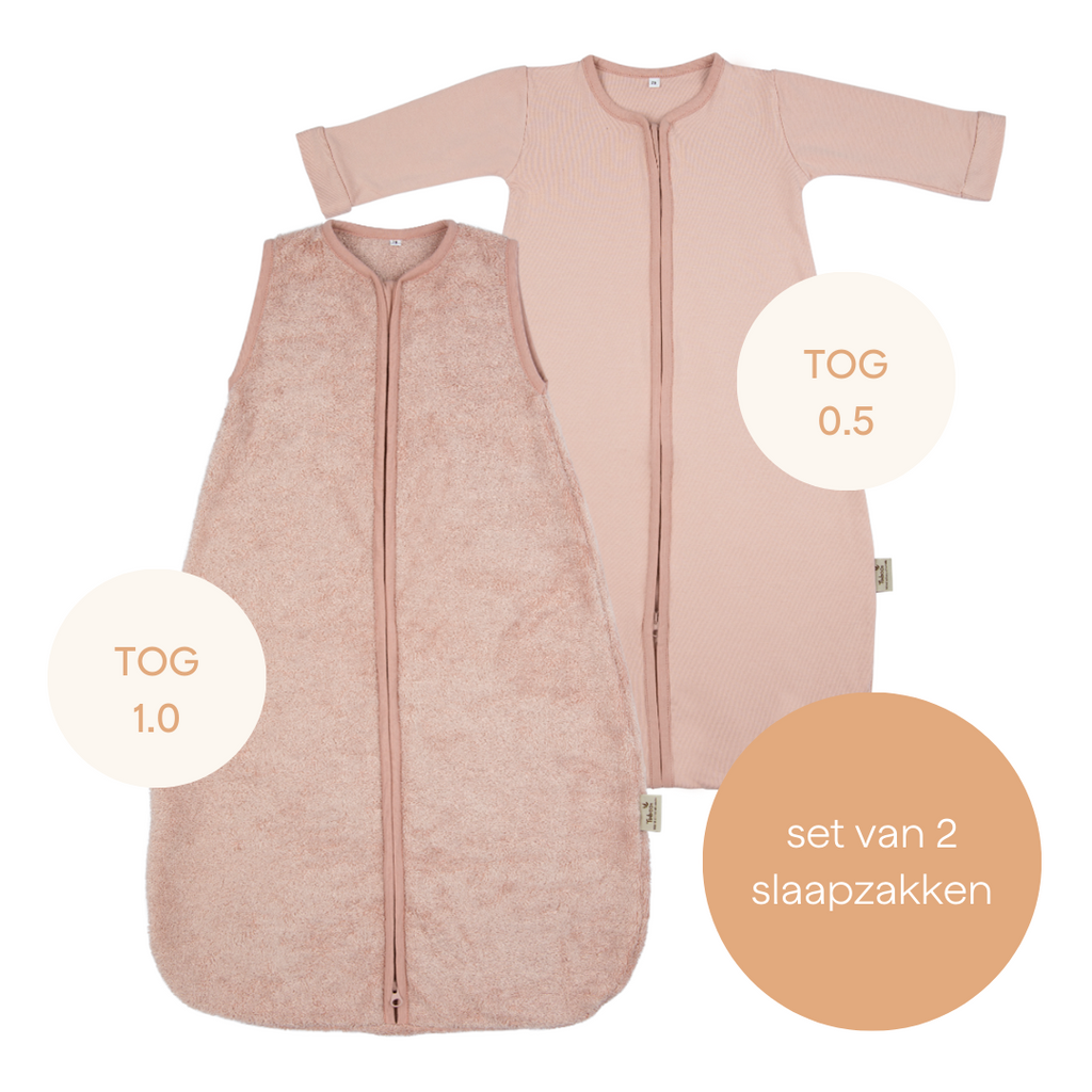 Timboo 4-seizoenen slaapzak bamboe babymaat Misty Rose, set van 2 slaapzakken met TOG 0.5 en 1.0