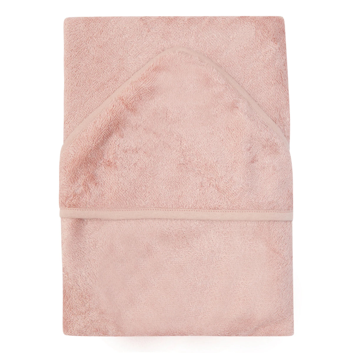 Timboo badcape bamboe Misty Rose, plat uitgelegd met het kapje bovenaan