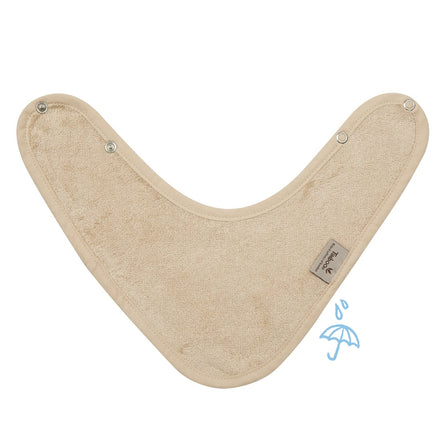 Timboo waterproof bandana slab Frosted Almond, kwijlslab van bamboebadstof met drukknoopjes