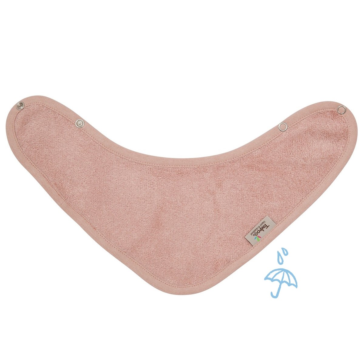 Timboo waterproof bandana slab Misty Rose, kwijlslab van bamboebadstof met drukknoopjes