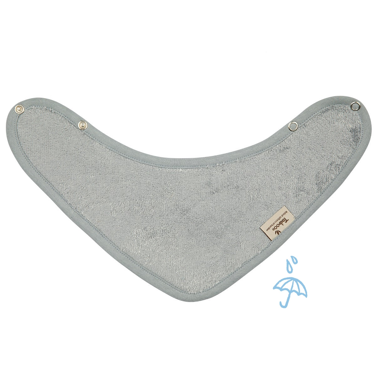 Timboo waterproof bandana slab Moon Blue, kwijlslab van bamboebadstof met drukknoopjes