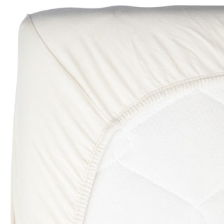 Timboo bamboe hoeslaken voor juniorbed Daisy White, detail van de elastische hoek