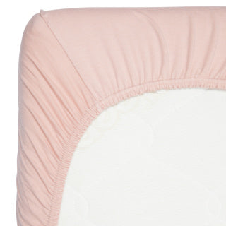 Timboo bamboe hoeslaken voor juniorbed Misty Rose, detail van de elastische hoek