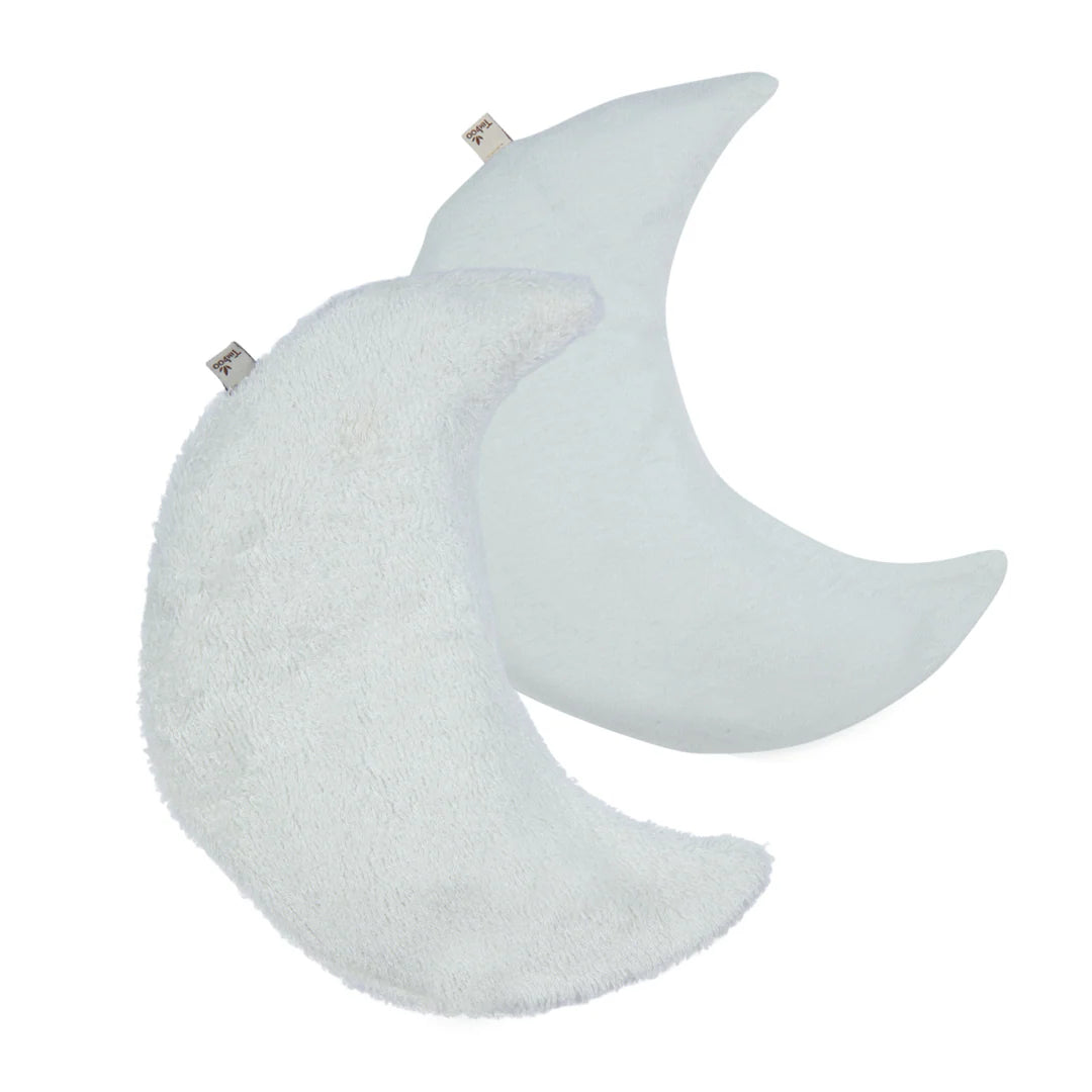 Timboo warmtekussen maan Riviera Blue, twee maantjes plat liggend