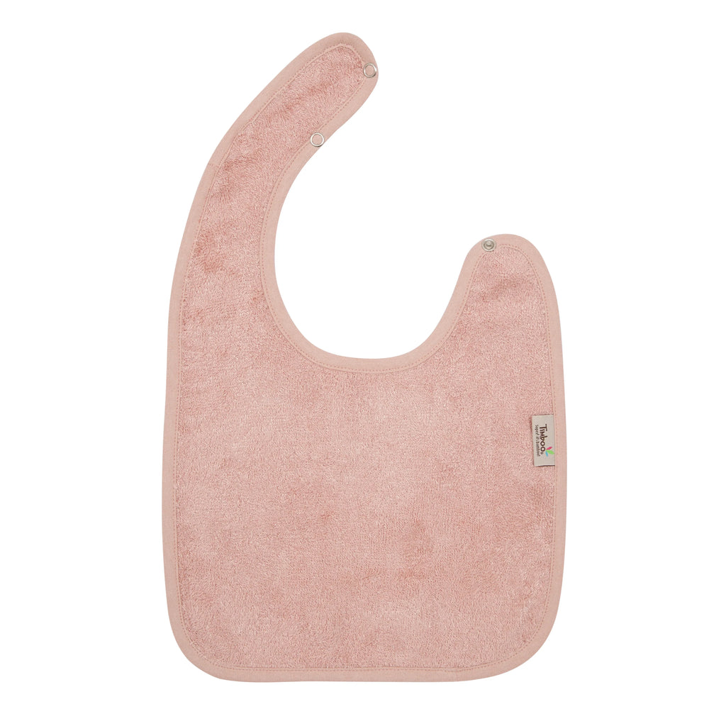Timboo waterdicht slabbetje van bamboe in Misty Rose, vooraanzicht