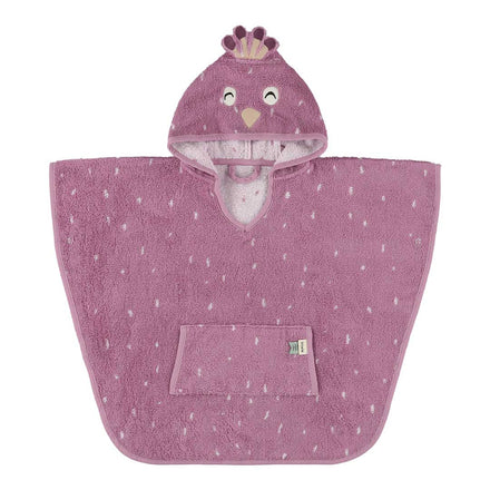 Trixie badcape poncho Mrs. Peacock, voorkant met pauwcapuchon