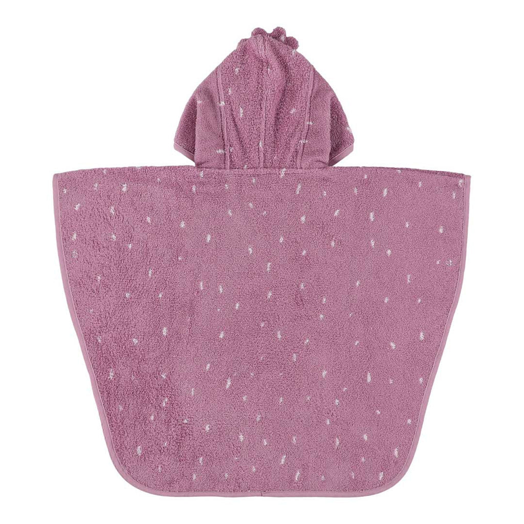Trixie badcape poncho Mrs. Peacock, achterkant van de roze badstof poncho