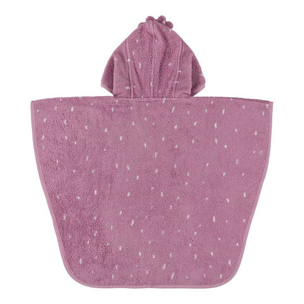 Trixie badcape poncho Mrs. Peacock, achterkant van de roze badstof poncho