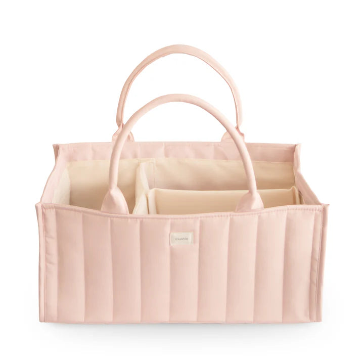 Mushie Luierorganizer in Blush, zacht getinte luiermand van De Gele Flamingo.