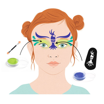 Djeco Face Paint Rio de Janeiro met penseel, sponsjes en applicator, bij De Gele Flamingo